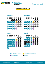 Calendrier de la BU de Cambrai